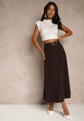 Brązowa Spódnica o Rozkloszowanym Kroju Melobia. Brązowe spódnice Renee, na co dzień, z aplikacjami, eleganckie, maxi, proste. Za 79.99 zł.