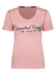 Geographical Norway Koszulka "Jeanne" w kolorze jasnoróżowym rozmiar: XXL. Różowe bluzki Geographical Norway, xxl, bez wzorów, z bawełny, bez kołnierzyka, bez ramiączek. Za 53.04 zł.