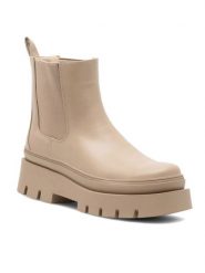 DeeZee Sztyblety LARA H230208-1 Beżowy. Brązowe botki DeeZee, bez wzorów, z materiału, bez obcasa, na płaskiej podeszwie, bez zapięcia. Za 119.99 zł.