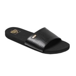 Klapki basenowe damskie REEF Bliss Nights Slide. Czarne klapki Reef, bez wzorów, bez obcasa. Za 119.99 zł.
