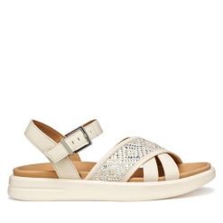 Sandały Geox. Sandały Geox, bez wzorów, bez obcasa, na płaskiej podeszwie, bez zapięcia. Za 459.99 zł.