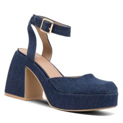 Sandały Jenny Fairy. Niebieskie sandały Jenny Fairy, bez wzorów, bez obcasa, na słupku, bez zapięcia. Za 169.99 zł.