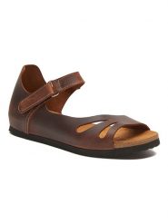 Comfortfusse Skórzane sandały w kolorze brązowym rozmiar: 38. Brązowe sandały Comfortfüße, bez wzorów, ze skóry, klasyczne, z otwartym noskiem, bez obcasa, bez zapięcia. Za 162.87 zł.