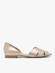 Platynowe sandały peep toe. Szare sandały Brawo sp. z o.o., bez wzorów, ze skóry, z otwartym noskiem, bez obcasa, na płaskiej podeszwie, bez zapięcia. W wyprzedaży za 229.99 zł.