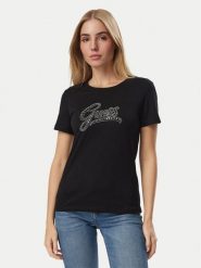 Guess T-Shirt W6BI21 K6040 Czarny Regular Fit. Czarne t-shirty Guess, xxl, z aplikacjami, z bawełny, bez kołnierzyka, bez ramiączek. Za 199.99 zł.