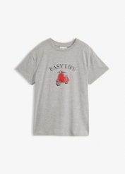 Luźny T-shirt z bawełny. Białe t-shirty bonprix, bez wzorów, z bawełny, bez kołnierzyka, bez ramiączek. Za 37.99 zł.