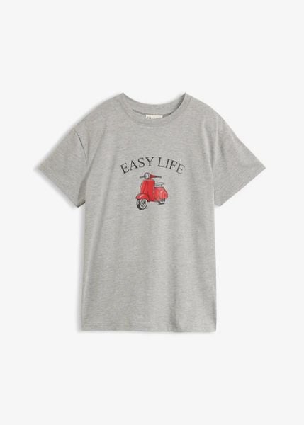 Luźny T-shirt z bawełny. Białe t-shirty bonprix, bez wzorów, z bawełny, bez kołnierzyka, bez ramiączek. Za 37.99 zł.