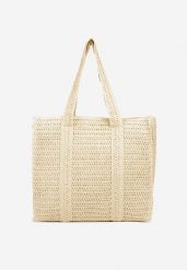Beżowa Plażowa Torebka Shopperka w Stylu Boho Galapira. Brązowe shopper Born2be, bez wzorów, boho, bez dodatków. Za 74.99 zł.