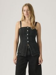 Levi's Top dżinsowy w kolorze czarnym rozmiar: M. Czarne topy Levi's®, m, bez wzorów, z bawełny, bez kołnierzyka, bez ramiączek. Za 146.45 zł.