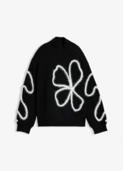 Sweter z cienkiej dzianiny. Czarne swetry bonprix, bez wzorów, z dzianiny, bez ramiączek. Za 149.99 zł.