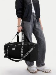 Guess Jeans Torba weekendowa CWBEO-GUESS-B-008-09 Czarny. Czarne torby podróżne Guess Jeans, z aplikacjami, z jeansu. Za 299.99 zł.