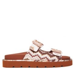 Klapki M Missoni. Brązowe klapki M Missoni, bez wzorów, bez obcasa. Za 2,969.00 zł.