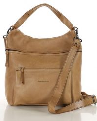 Shopperka skórzana MARCO MAZZINI beżowa R304c. Brązowe shopper bez wzorów, ze skóry, bez dodatków. Za 1,054.99 zł.