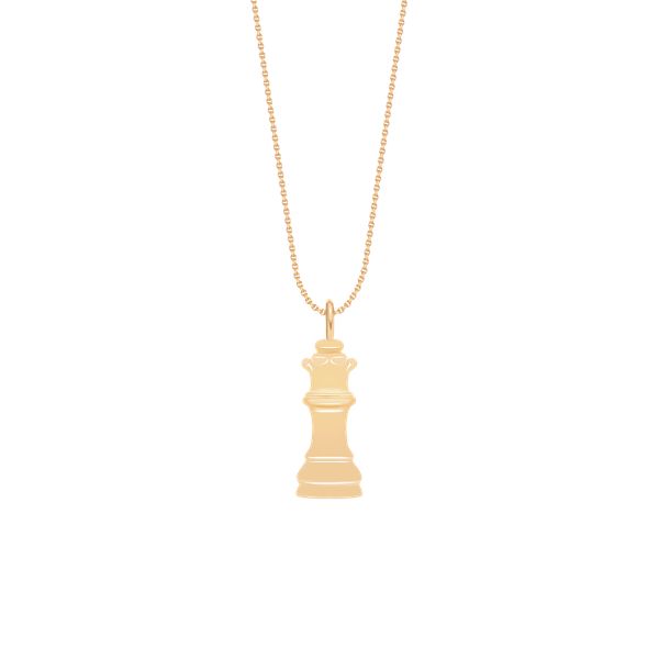 Naszyjnik z zawieszką w kształcie figury szachowej Hetman na pozłacanym cienkim klasycznym łańcuszku. Żółte naszyjniki Lilou, pozłacane. Za 218.00 zł.