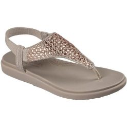 Sandały damskie Skechers Meditation Luxe modern Event. Brązowe sandały Skechers, bez wzorów, z materiału, bez obcasa, bez zapięcia. Za 390.00 zł.