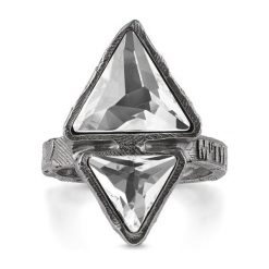 PROMOCJA Pierścionek Srebrny - srebro 925, Swarovski. Szare pierścionki W.KRUK, srebrne. W wyprzedaży za 139.00 zł.
