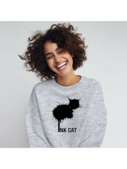 WOOOP Bluza "Ink cat" w kolorze szarym rozmiar: S. Szare bluzy Wooop, s, bez wzorów, z bawełny, bez kaptura. Za 108.99 zł.