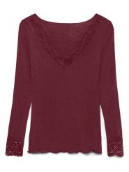 Vero Moda Bluzka w kolorze bordowym rozmiar: S. Czerwone bluzki Vero Moda, s, bez wzorów, z koronki, bez kołnierzyka, bez ramiączek. Za 91.95 zł.