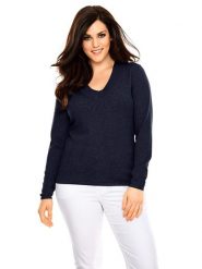 Heine Sweter w kolorze granatowym rozmiar: 42. Niebieskie swetry Heine, bez wzorów, z bawełny, bez ramiączek. Za 78.99 zł.