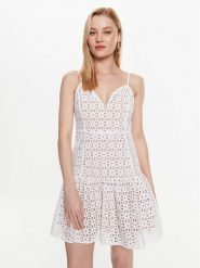 MICHAEL Michael Kors Sukienka codzienna MS381N18BK Biały Regular Fit. Białe sukienki MICHAEL Michael Kors, na co dzień, bez wzorów, z bawełny, bez kołnierzyka, bez ramiączek, proste. Za 1,129.00 zł.