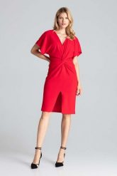 Czerwona Elegancka Sukienka Midi z Zakładanym Dekoltem. Czerwone sukienki Figl, l, bez wzorów, z elastanu, eleganckie, bez kołnierzyka, bez ramiączek, midi. Za 289.00 zł.