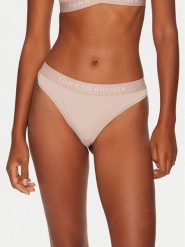 Tommy Hilfiger Stringi UW0UW05510 Beżowy. Brązowe stringi TOMMY HILFIGER, bez wzorów, z syntetyku. Za 79.99 zł.