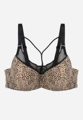 Czarno-Beżowy Biustonosz z Ozdobną Siateczką i Paseczkami przy Dekolcie Anesa. Czarne biustonosze Born2be, bez wzorów. Za 49.99 zł.