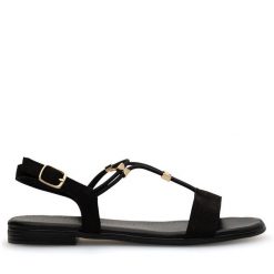 Sandały Lasocki. Czarne sandały Lasocki, bez wzorów, bez obcasa, na płaskiej podeszwie, bez zapięcia. Za 119.99 zł.