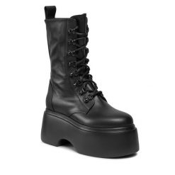 Botki Le Silla. Czarne botki LE SILLA, bez wzorów, bez obcasa, na koturnie, bez zapięcia. Za 4,279.00 zł.