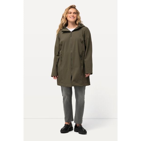 Damskie Kurtka softshell HYPRAR hydrofobowa podszewka z polaru. Zielone kurtki sportowe Ulla Popken, plus size, bez wzorów, z elastanu, bez kaptura, trekkingowe. W wyprzedaży za 479.99 zł.