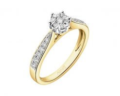 Pierścionek z żółtego i białego złota z brylantami - 0,25 ct - próba 585. Białe pierścionki Apart, z brylantem, złote. Za 4,690.00 zł.