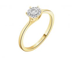 Pierścionek z żółtego złota z diamentami - 0,07 ct - próba 585. Żółte pierścionki Apart, z diamentem, złote. Za 2,390.00 zł.
