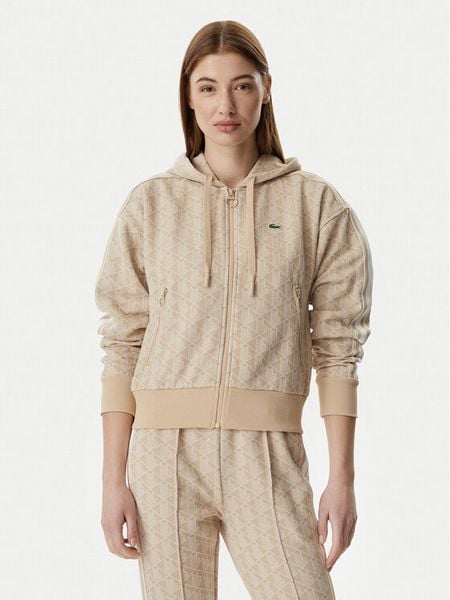 Lacoste Bluza SF7606 Beżowy jasny Regular Fit. Brązowe bluzy Lacoste, bez wzorów, z syntetyku, bez kaptura. Za 521.99 zł.