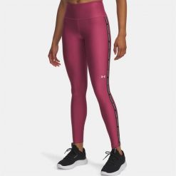 Legginsy fitness damskie z wysokim stanem Under Armour Tape. Czerwone legginsy Under Armour, bez wzorów, z podwyższonym stanem. Za 177.29 zł.