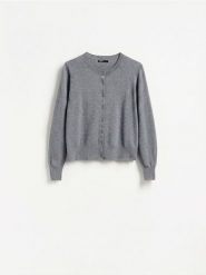 Kardigan z wełną - szary. Szare kardigany Reserved, l, bez wzorów, z dzianiny. Za 139.99 zł.