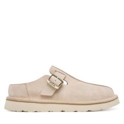 Klapki Clarks. Brązowe klapki Clarks, bez wzorów, bez obcasa. Za 369.99 zł.