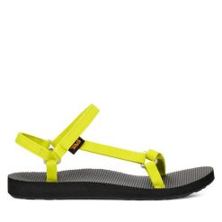 Sandały Teva. Żółte sandały Teva, bez wzorów, bez obcasa, na płaskiej podeszwie, bez zapięcia. Za 249.99 zł.