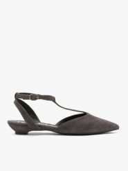 Ciemnobrązowe baleriny bez pięty T-bar. Brązowe baleriny Ryłko, bez wzorów, z gumy, bez obcasa, na płaskiej podeszwie. Za 399.99 zł.