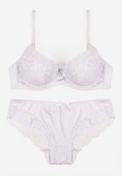 Biały Koronkowy Komplet Majtki Figi i Biustonosz Eziselle. Białe figi Renee, bez wzorów, z jeansu. Za 39.99 zł.