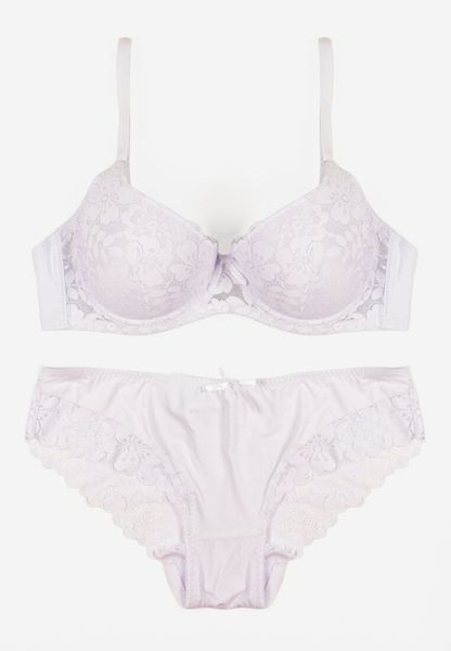 Biały Koronkowy Komplet Majtki Figi i Biustonosz Eziselle. Białe figi Renee, bez wzorów, z jeansu. Za 39.99 zł.