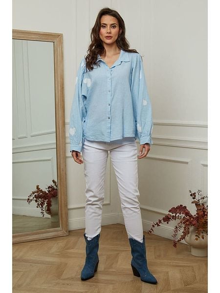 Plume Bluzka "Bamba" w kolorze błękitnym rozmiar: S. Niebieskie bluzki Plume, s, bez wzorów, bez kołnierzyka, bez ramiączek. Za 168.06 zł.