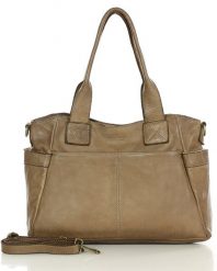Shopperka skórzana MARCO MAZZINI beżowa v248d. Brązowe shopper bez wzorów, ze skóry, bez dodatków. Za 616.55 zł.
