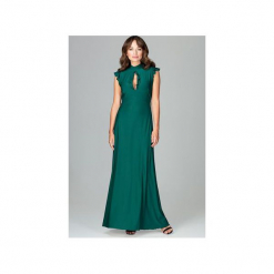 Sukienka K486 Zielony. Zielone sukienki Lenitif, xl, bez wzorów, eleganckie, bez kołnierzyka, bez ramiączek, maxi, dopasowane. Za 179.00 zł.