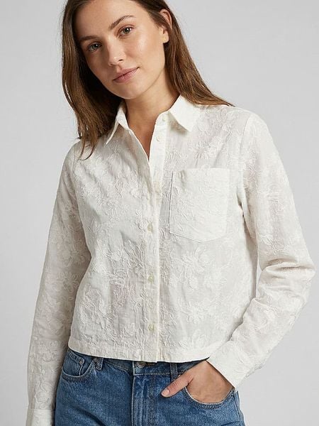 MOSS COPENHAGEN Bluzka "Sylvia" w kolorze kremowym rozmiar: XL. Brązowe bluzki Moss Copenhagen, xl, bez wzorów, z bawełny, bez kołnierzyka, bez ramiączek. Za 174.95 zł.