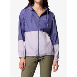 Kurtka wiatrówka damska Columbia Flash Forward II Windbreaker. Fioletowe kurtki sportowe Columbia, bez wzorów, z softshellu, bez kaptura, trekkingowe. Za 218.39 zł.