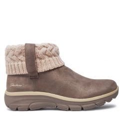 Botki Skechers. Brązowe botki Skechers, bez wzorów, bez obcasa, na płaskiej podeszwie, bez zapięcia. Za 339.99 zł.