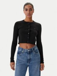 Tommy Jeans Kardigan DW0DW22023 Czarny Slim Fit. Czarne kardigany Tommy Jeans, xs, bez wzorów, z jeansu. Za 369.99 zł.