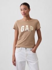 GAP Koszulka w kolorze jasnobrązowym rozmiar: XL. Brązowe bluzki GAP, xl, bez wzorów, z bawełny, bez kołnierzyka, bez ramiączek. Za 69.95 zł.
