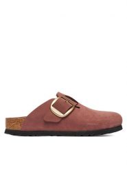 Birkenstock Klapki Boston Big Buckle Tonal 1033010 Różowy. Czerwone klapki Birkenstock, bez wzorów, z nubiku, bez obcasa. Za 779.99 zł.