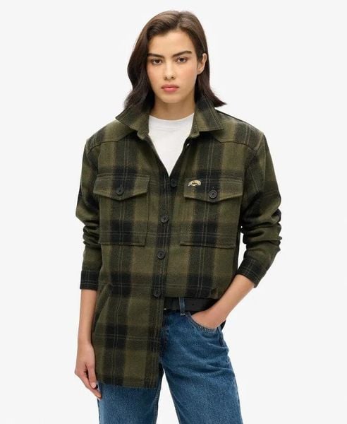 Superdry Koszula Overshirt z podszyciem Borg — Roderick Check Olive. Zielone koszule Superdry, bez wzorów, z materiału, klasyczne, bez kołnierzyka, bez ramiączek. Za 402.55 zł.